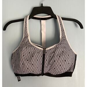 Front-Zip Black and White Sports Bra - Women Intimates & Sleepwear